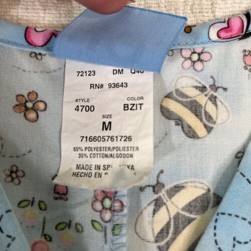 H. Q. Scrub Top V-Neck 3 Pocket Medical Uniforms Nurse Home Health Butterfly Med - Picture 3 of 7