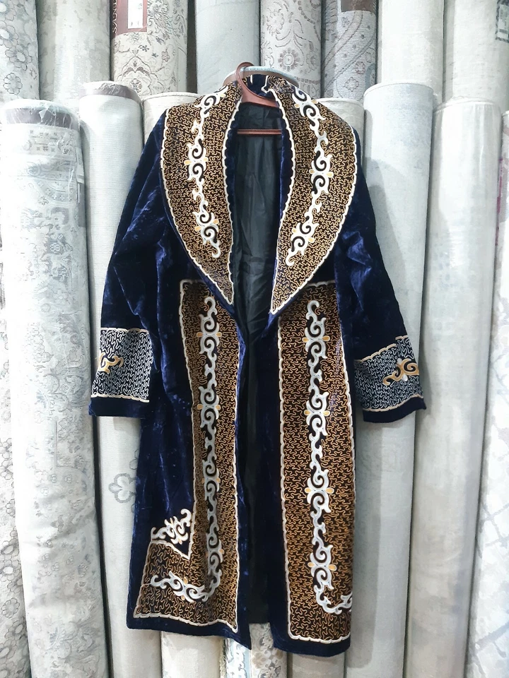 Chapan Kazajo Bata Exterior Mongol Hecho a Mano Étnico Tradicional Clother L XL  Foto 2 de 4
