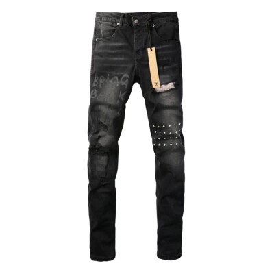 NEW KSUBI Men's Black Letter Printing Ripped Pants High Street Fashion  Jeans