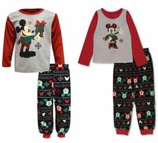 Briefly Stated Matching Kids Girls Boys Mickey  Minnie Holiday Pajama Set