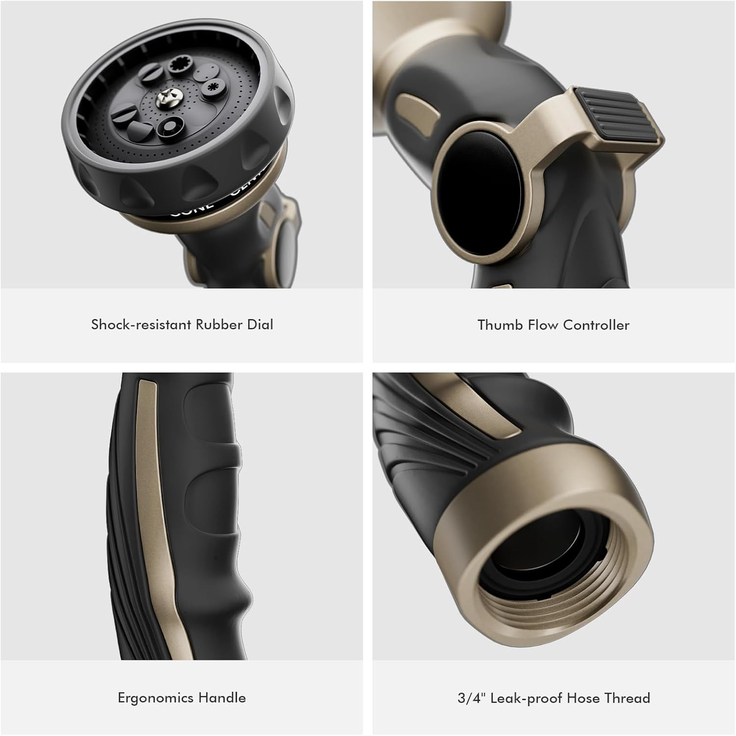 Hose Nozzle Heavy Duty, Metal Water Hose Sprayer for Garden, 9 Spray Patterns | 