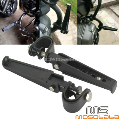 GB_MOTO Black Aluminum Highway Foot Pegs & Mount Clamps For 1" Or 1.25" Engine Guards - Universal Fit For Harley & More