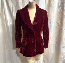 Vintage Women's 1970s Quilted Red Velvet Jacket Blazer Union Made Orig Label