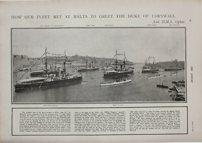 1901 DRUCKFLOTTE IN MALTA ZUR GRUSS HERZOG VON CORNWALL HMS OPHIR KAISERIN VON INDIEN
