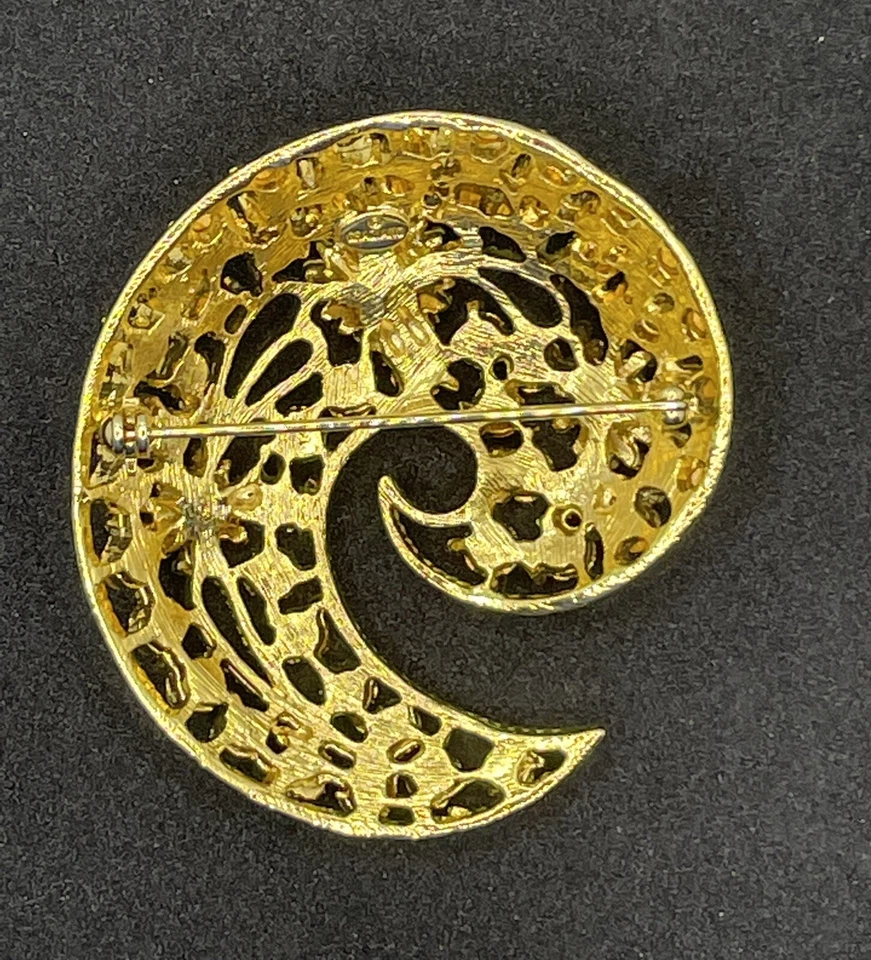 Broche prendedor vintage GRAZIANO tono dorado estrás/perla cachemira Foto 4 de 4