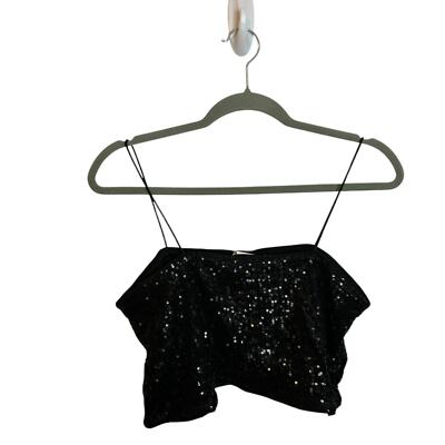 H&M Black Sequin Bandeau Top Women's Size Large