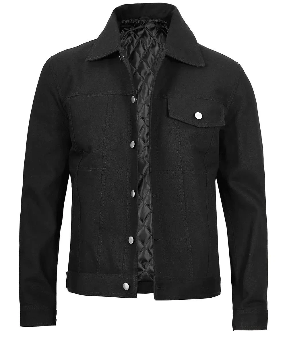 Men's Bomber Biker Moto Lightweight Stylish Black Cotton Trucker Varsity Jacket