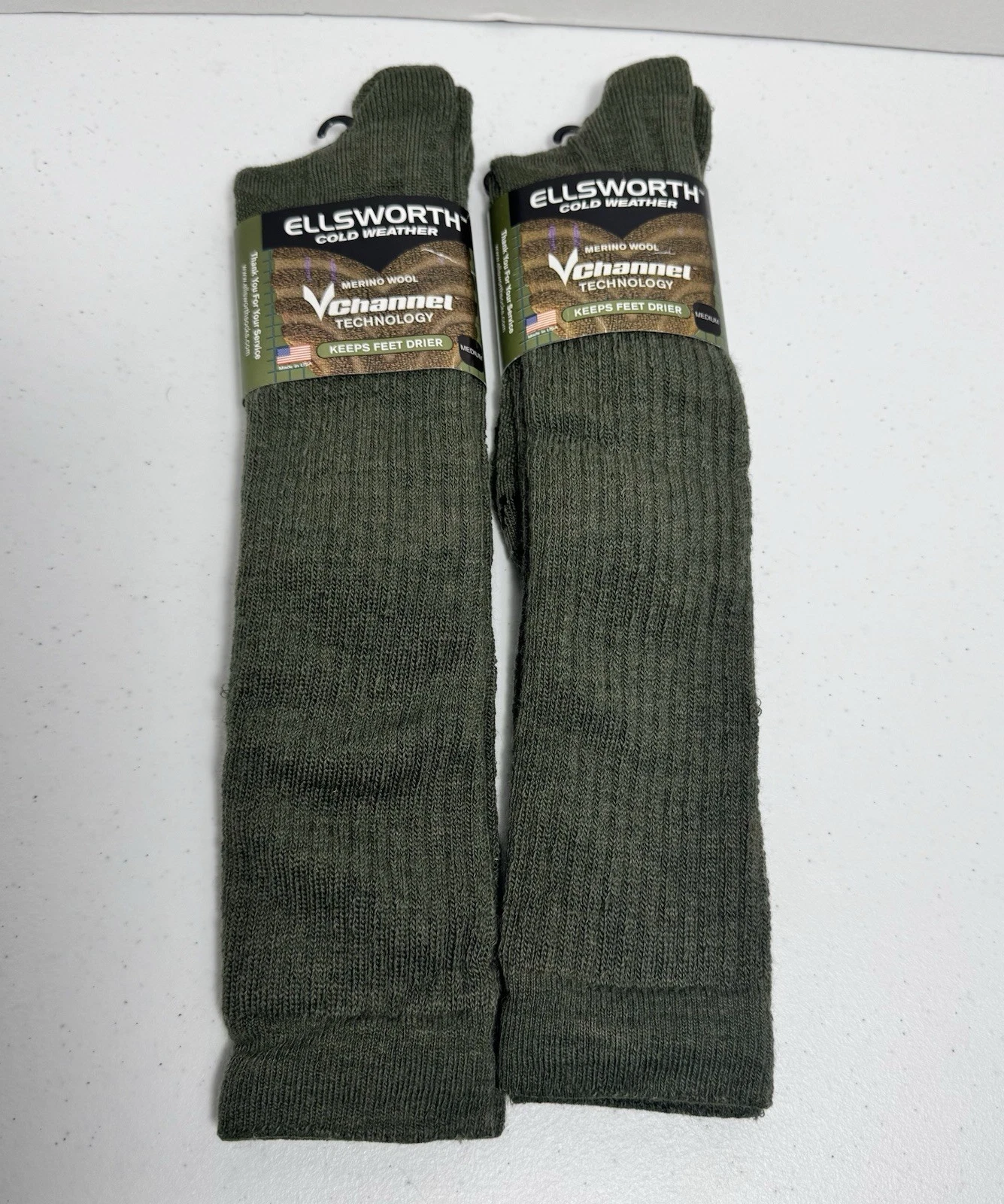 2 Ellsworth Cold Weather Merino Wool Boot Sock - Medium Mens (4-8) Womens (5-10)