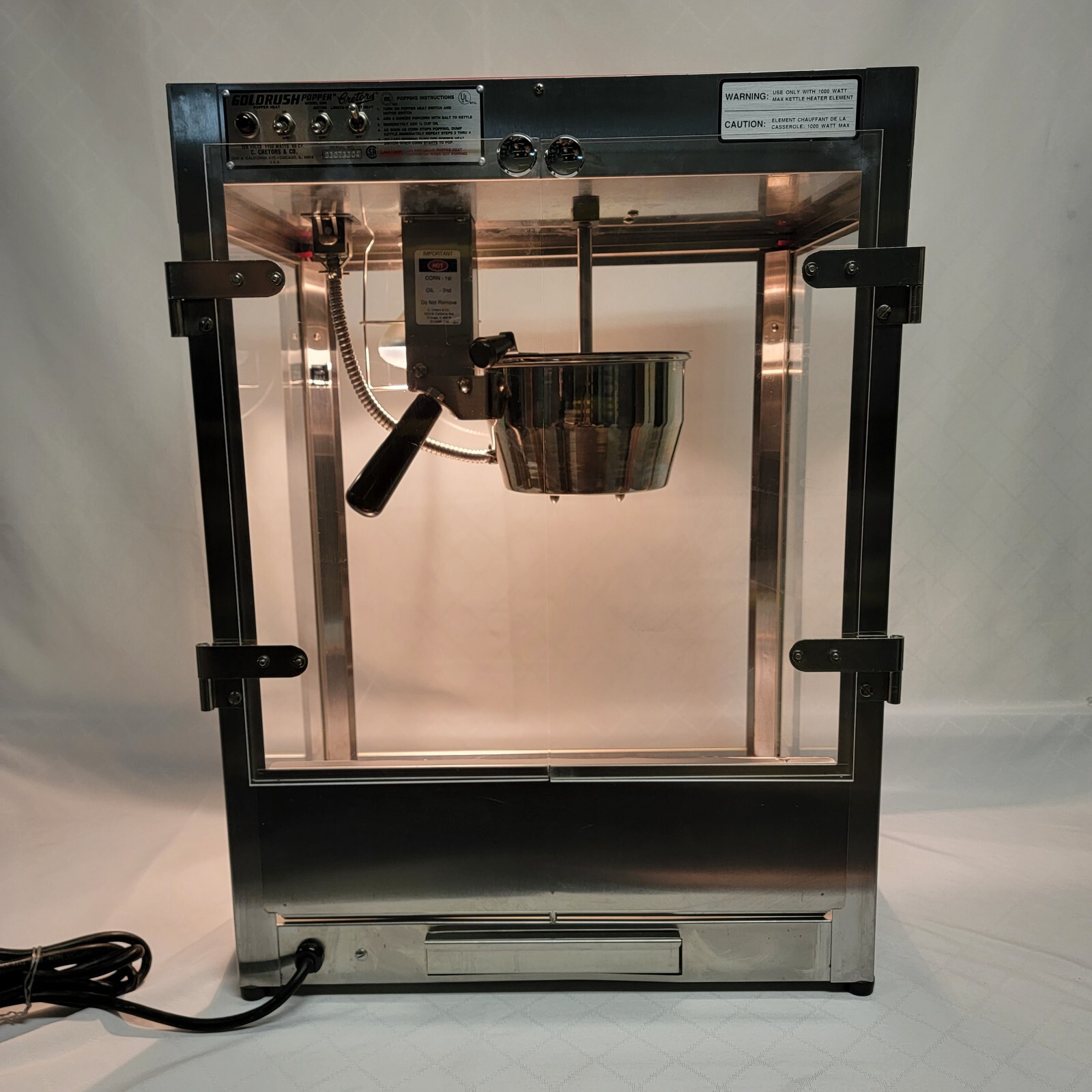 Cretors Popcorn Machine Gold Rush Plus 6oz 120V 60HZ Model GR6 (1993