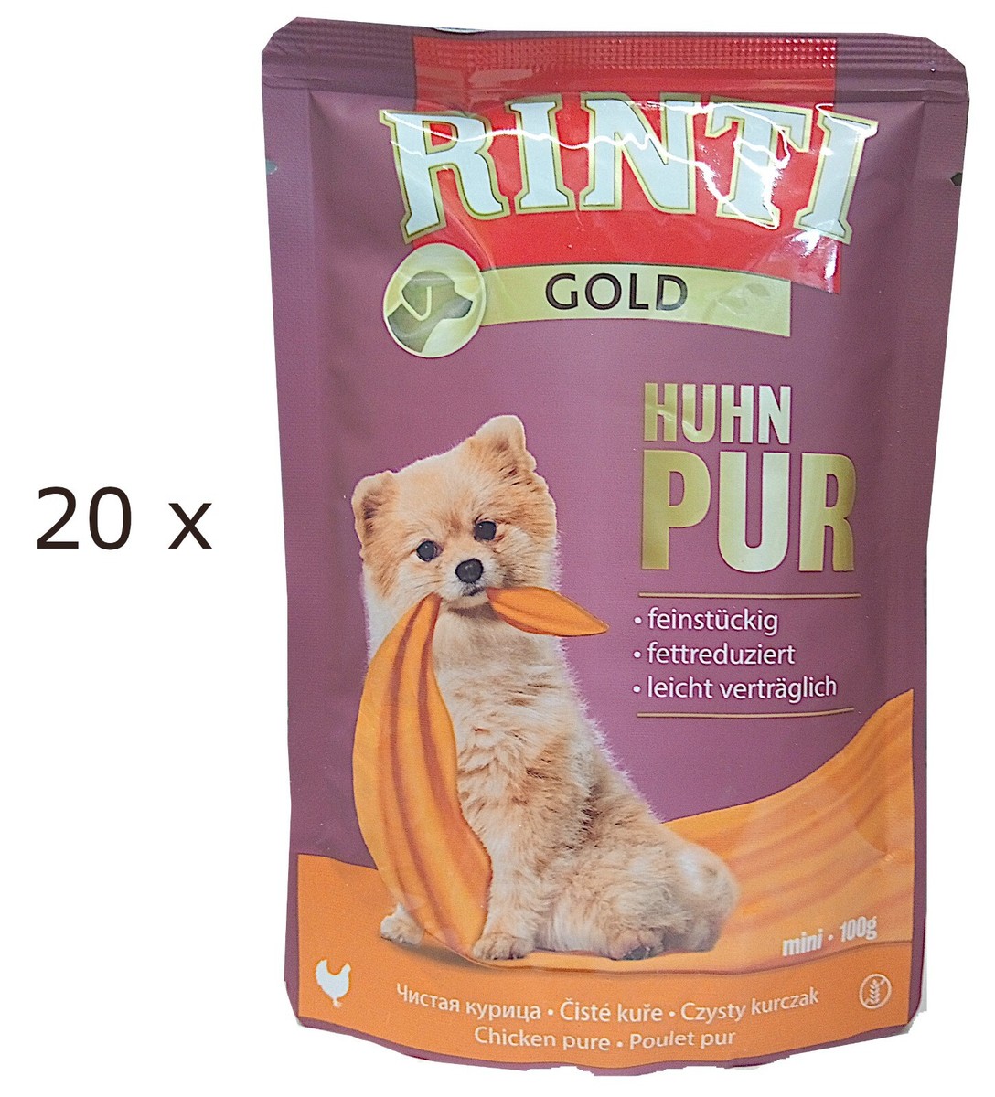 EUR 12,51 / kg) Rinti Gold Mini Huhn pur fr kleine Hunde - Beutel: 20 x  100 g | eBay.de