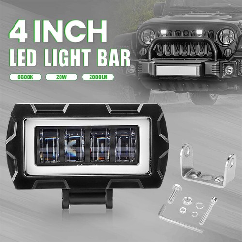 2X 4"in LED Work Light Bar Driving Angel Eye Halo Spot Pod Offroad Truck SUV ATV - Bild 2 von 11