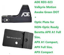 ADE RD3-023 Shake Awake GREEN Dot Sight + Optic Plate for for Beretta APX Pistol