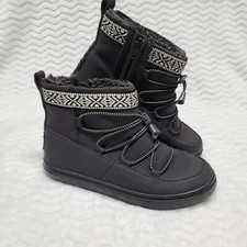 Toms Alpine Youth Kid's Size 1 Fall Winter Boots boys girls Black