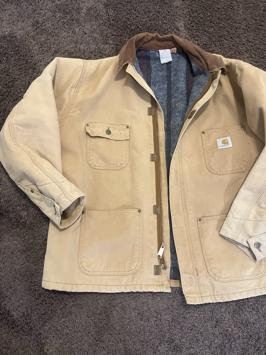 VINTAGE Carhartt Jacket Men XL Brown Duck Blanket Lined Detroit