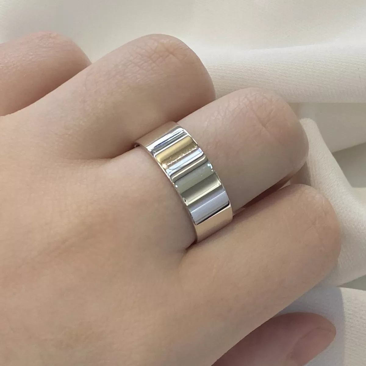925 Sterling Silver Womens Mens 8mm Flat Court Wedding Band Ring Silver Band O Z