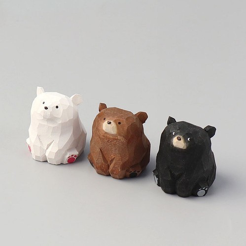 Mini Handmade wooden bear figurine office desk study birthday present home decor - Picture 21 of 30