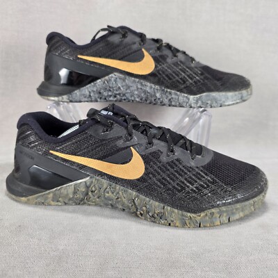 Nike Metcon 3 AMP Cross Training Shoes Womens Size 9.5 Black Gold 849808-003