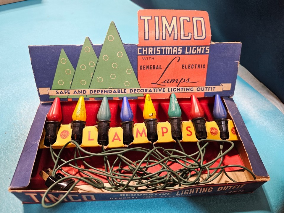 Vintage C6 TIMCO Christmas Tree Light Set Store Display Box works eBay