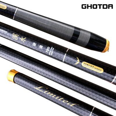 3.6m-7.2m UltraLight Stream Hard Travel Telescopic Fishing Rod Carbon Fiber Pole