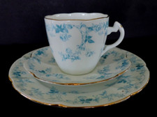 Vintage China Tea Set Trio.Shelley Late Foley Wileman.Lily Blue rose spray.10047