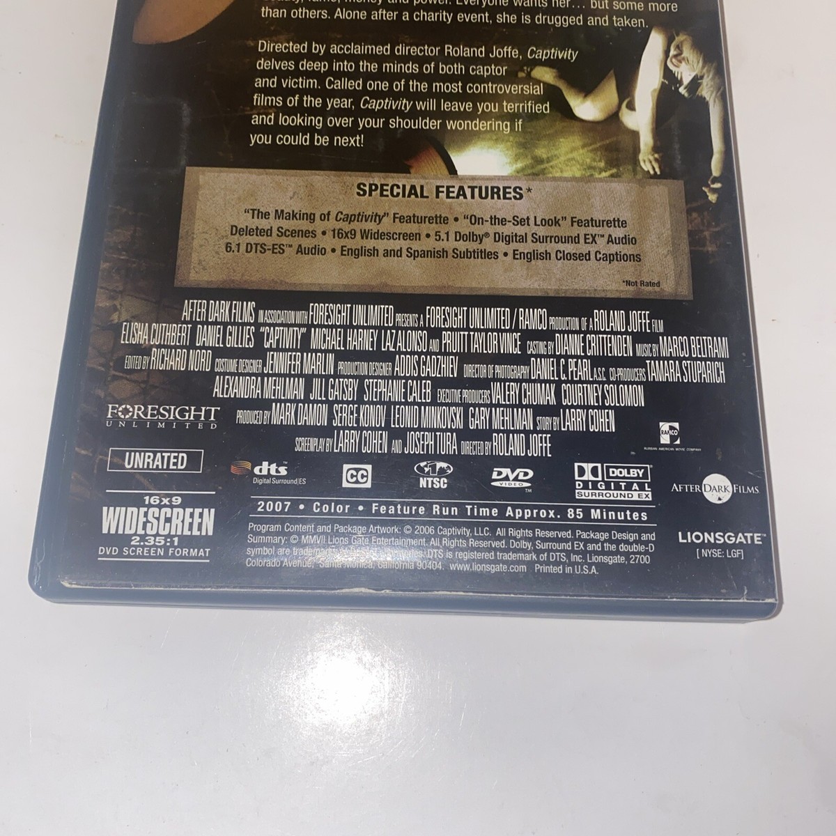 Captivity DVD 2007 Horror Thriller Unrated 8 Films To Die For