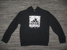 Adidas Boys Black Graphic Hoodie Metallic Drip Design Size 10/12