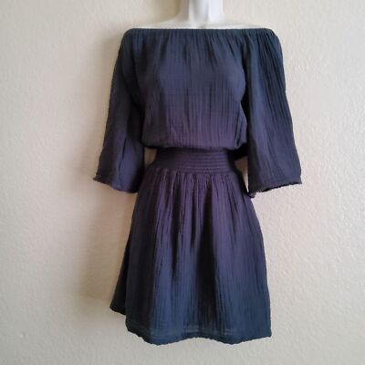 Michael Stars Gauze Off The Shoulder Mini Dress XS Black Grey New