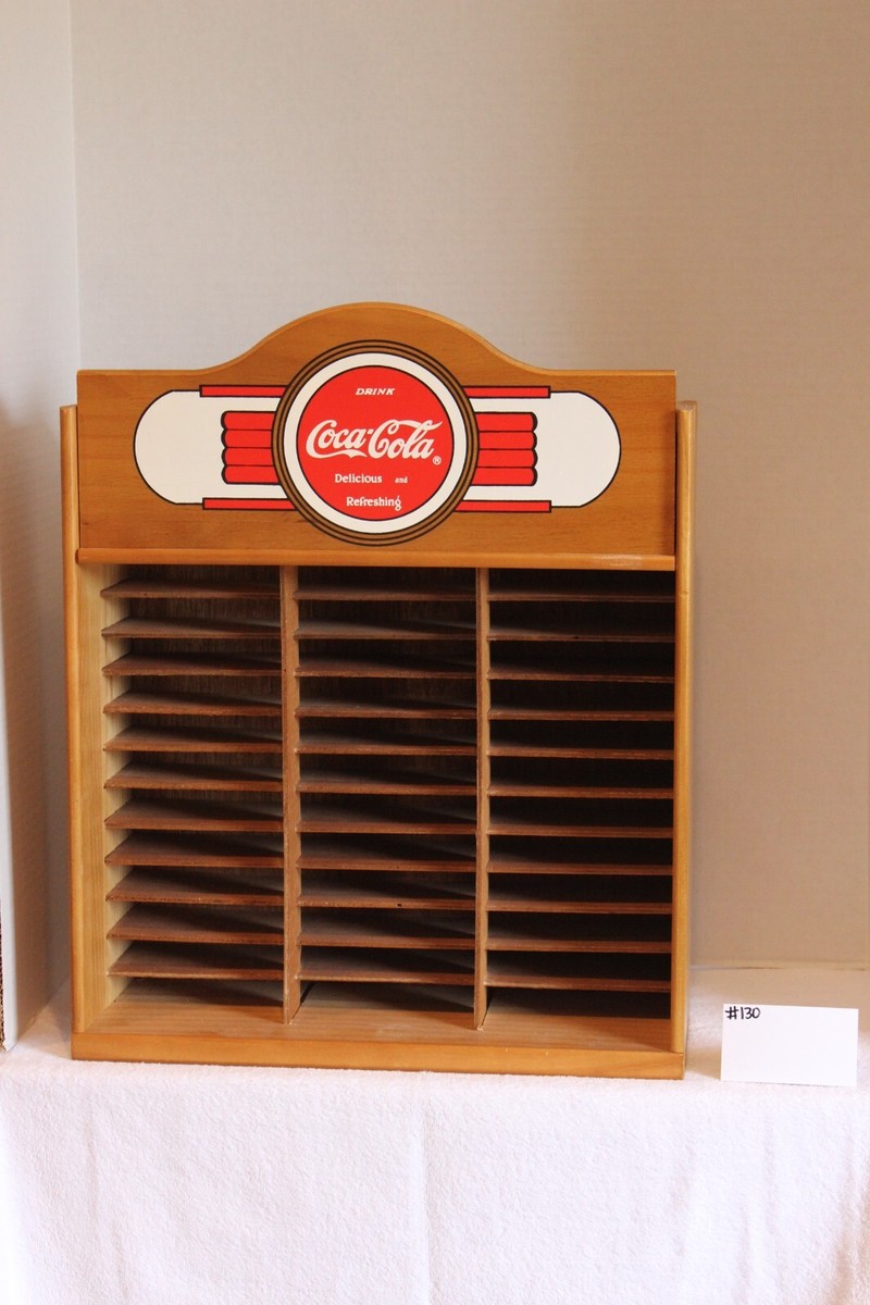 Vintage 1980s Coca Cola Wooden Cassette/CD/Mail Holder with
