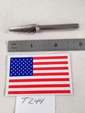 NEW FALCON / SGS 1/4" SHANK CARBIDE BURR. SL-3 DOUBLE CUT. 14°. CONE. USA -T244-
