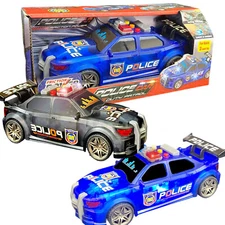 Heavy Duty Friction Powered Police Car Model With Light Kids Toy Birthday Gift