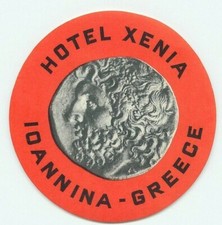 IOANNINA GREECE HOTEL XENIA VINTAGE LUGGAGE LABEL