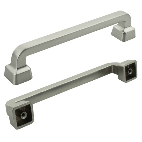 Solid Brushed Nickel Cabinet Handles Pulls Knob Kitchen Bathroom Modern Square - Picture 3 of 11