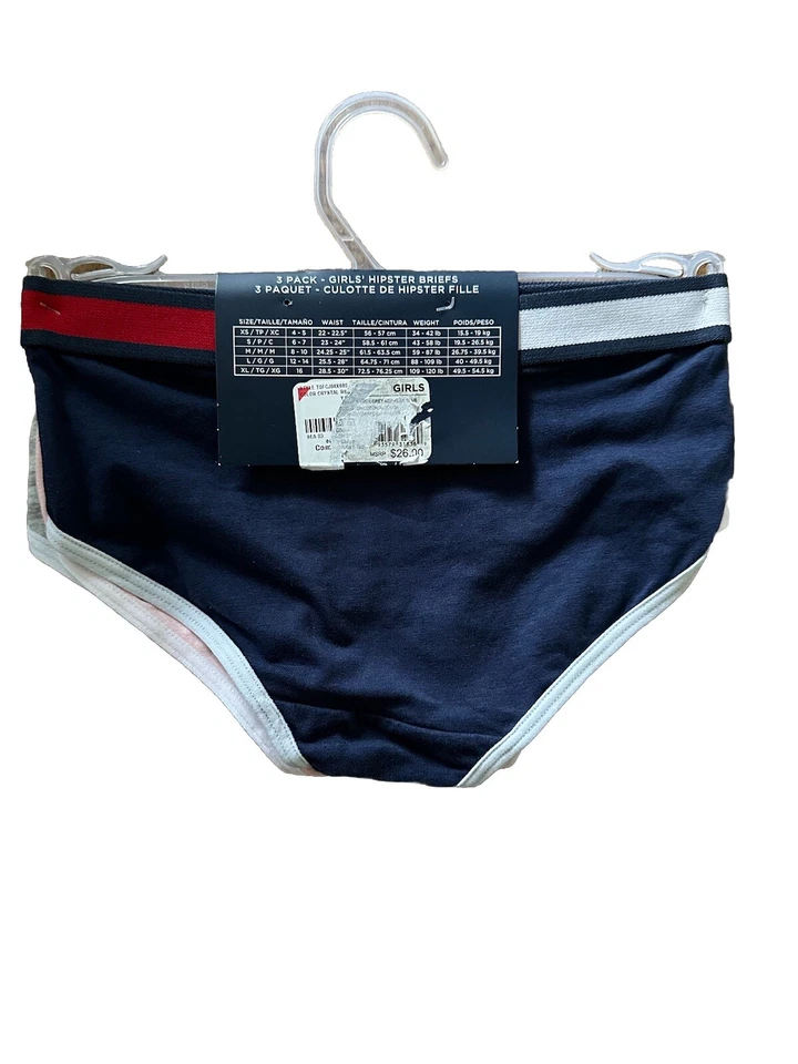 Tommy Hilfiger Paquete de 3 Calzoncillos Hipster Niñas Rayas/Sólidos Talla Pequeña 6-7 (23-24”) Foto 2 de 4