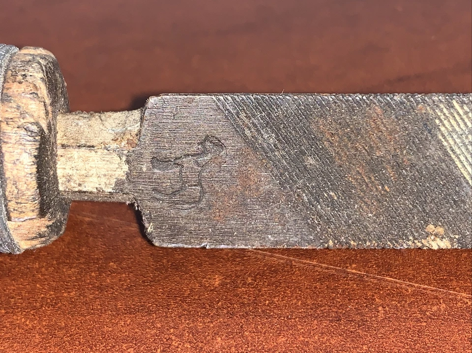 Vintage Heller NuCut Triangle Taper Hand File 8" Horse logo With Handle USA  - Image 4 of 4