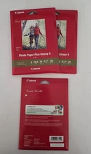 Lot of 3- Canon Photo Paper Plus Glossy II 5"x7" 20 Sheets Per Pack  (60 Total)