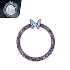Bling Car Engine Start Stop Decoration Ring, Crystal Rhinestone Purple