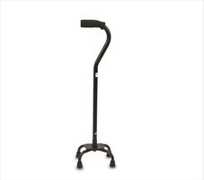 Quad Cane with Small Base Adjustable Walking Stick for Seniors Adults Black