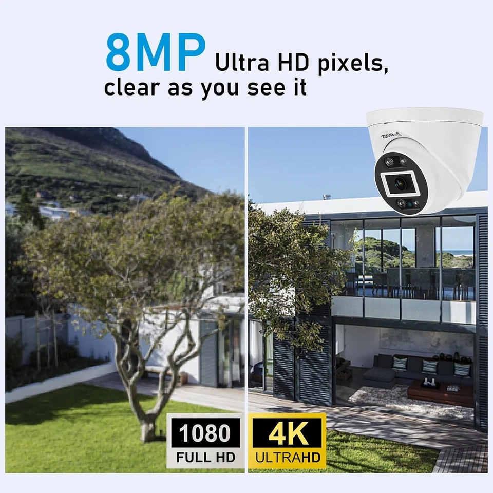 JideTech UltraHD 4K PoE Full Metal 8MP Turret IP Camera Two Way Audio RTMP Color - Image 2 of 4