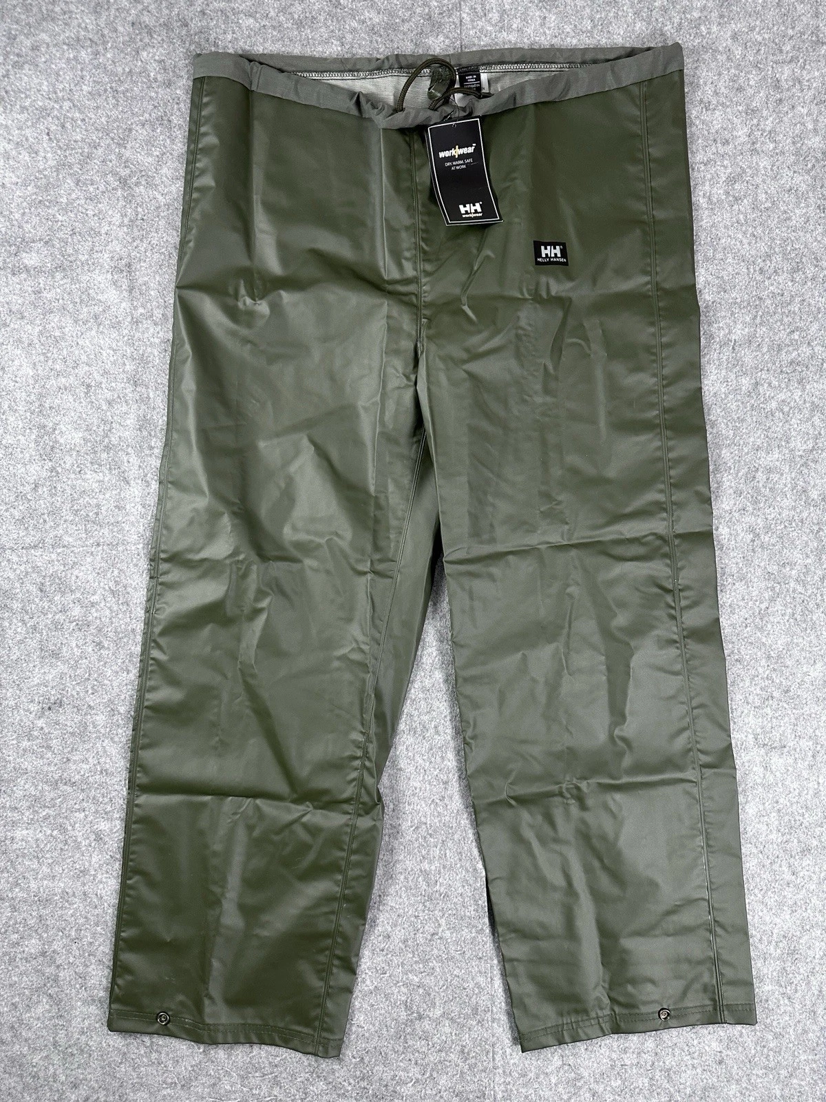 Helly Hansen Gale Pants Mens L Army Green Waterproof Rainwear Workwear New