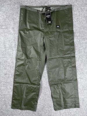 Helly Hansen Gale Pants Mens L Army Green Waterproof Rainwear Workwear New