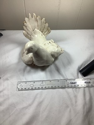 White Ceramic Dove Pigeon Bird Statue MCM 11''