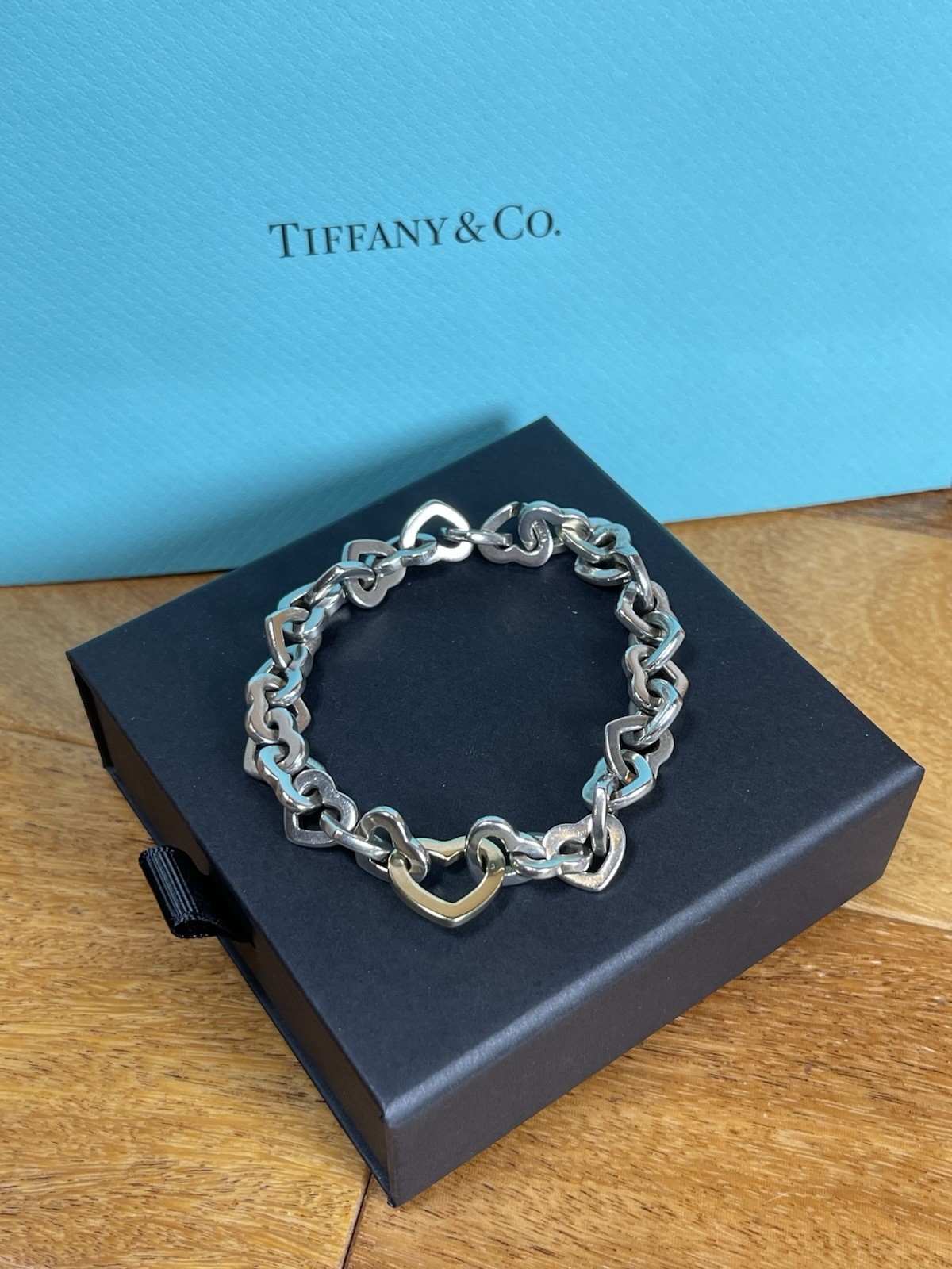 Authenticated Tiffany 18K 925 Interlocking Hearts… - image 1