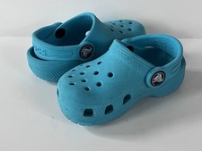 Crocs Toddler Girl's Classic Clogs Washable Shoes Sandals Size 5 Teal Blue VGUC