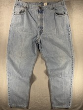 Vintage Levis 545 Jeans Mens 42 X 32 Blue Washed Loose Fit USA Made Brown Label