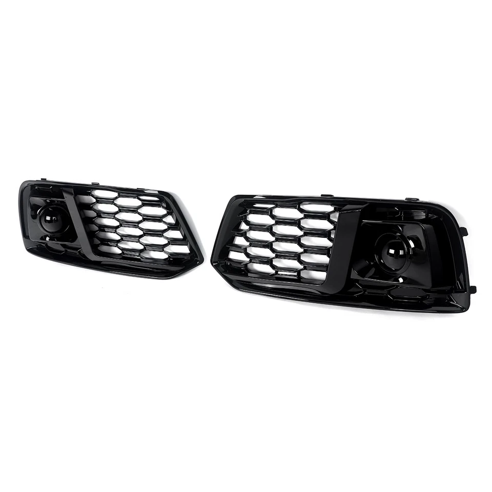 2x RSQ5 Look Fog Light Grille Covers With ACC For 2018-2020 Audi Q5 Gloss Black - Изображение 3 из 4
