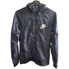 Nike Windrunner Jacket Ladies Medium Black Hooded Full Zip Lightweight