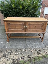 Antique Solid Oak Sideboard With Beautiful Inlay. Original Handles And Keys