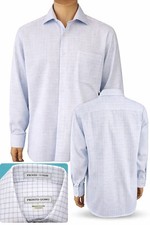 PRONTO UOMO Men's 17 32 / 33 Long Sleeve Button Down Shirt Blue Checked