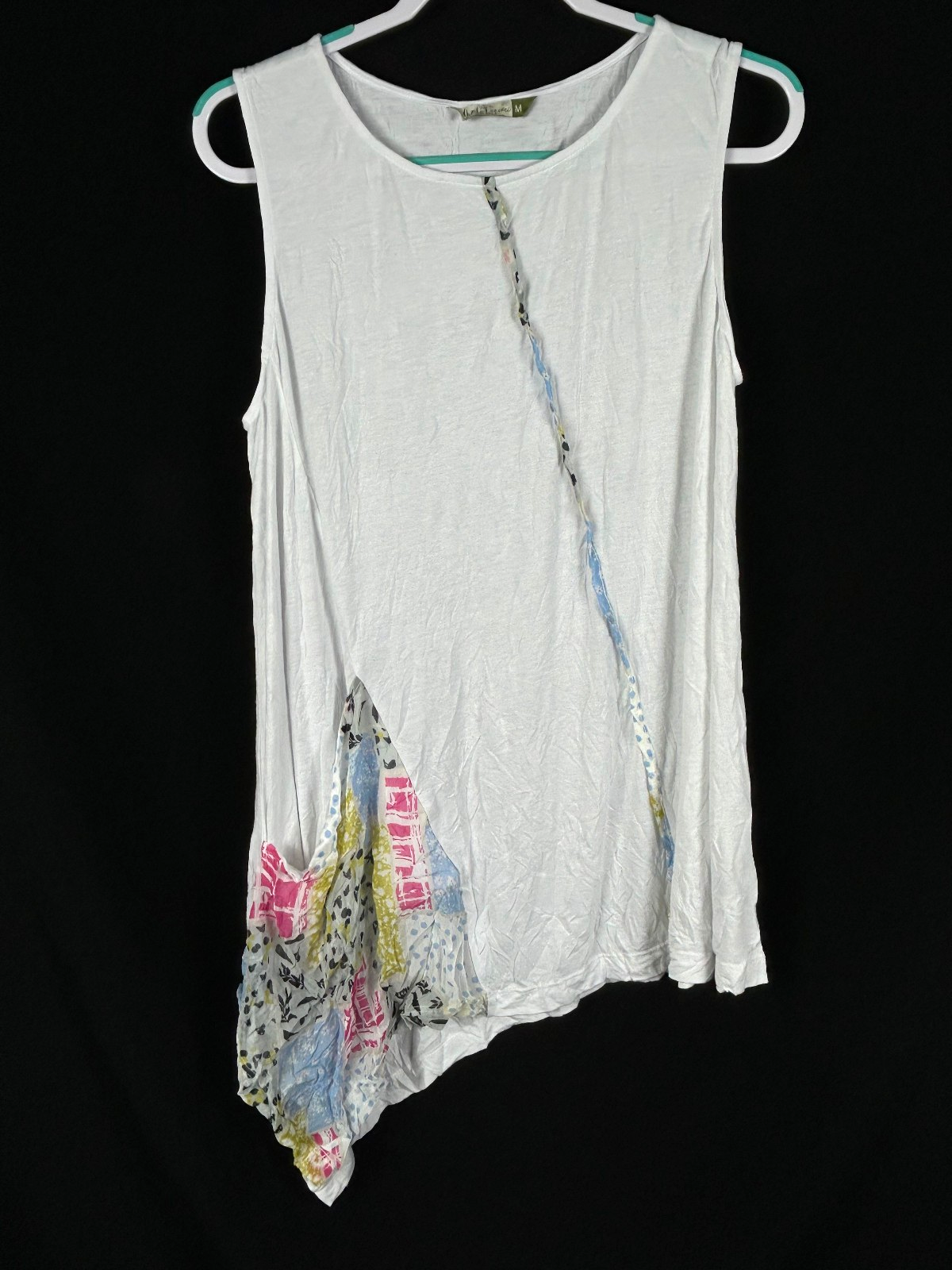 Chalet Et Ceci Sleeveless Crinkle Bamboo Knit Top in White Size Medium  