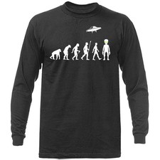 Camiseta Human Evolution UFO Alien Funny Joke Humor Humor Manga Larga
